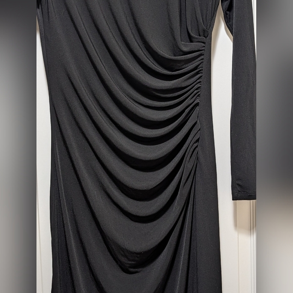Banana Republic Knit Shirred Midi Dress, Elegant, Black, Long Sleeve, Size Small - Picture 5 of 8